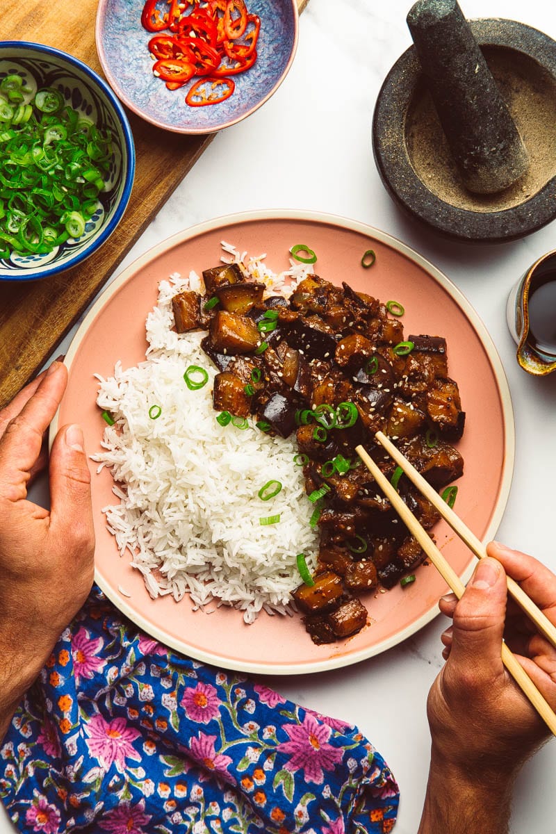 Fried Aubergine With Black Pepper And Miso